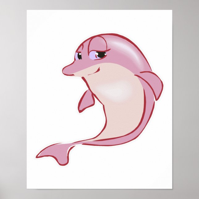 cute pink dolphin poster (Front)