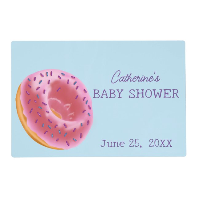Cute Pink Donut Baby Shower  Placemat (Front)