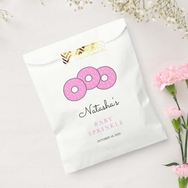 Cute Pink Donut Baby Shower Sprinkle Favor Bag (Sealed)