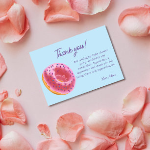 Cute Pink Donut Baby Shower Thank You Card