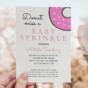 Cute Pink Donut Baby Sprinkle Girl Baby Shower Invitation