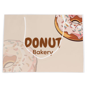 Cute Pink Donut Bakery  Large Gift Bag