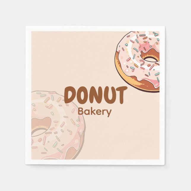 Cute Pink Donut Bakery  Napkins (Front)