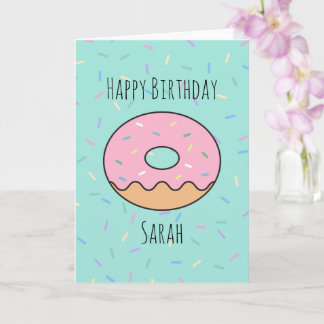 Cute Pink Donut Birthday Card