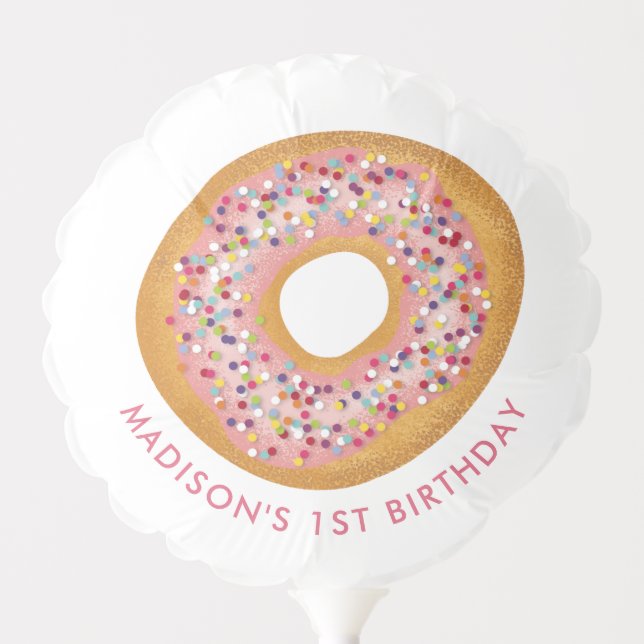Cute Pink Donut Birthday Party Favor Balloon (Front)