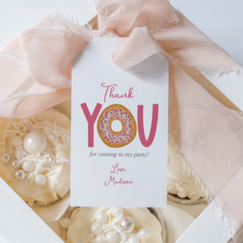 Cute Pink Donut Birthday Party Favor Gift Tags