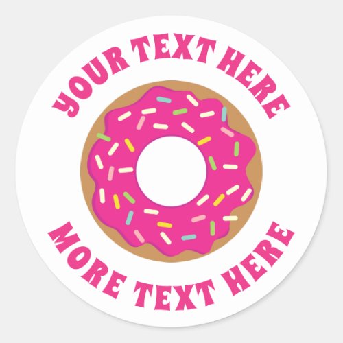 Cute pink donut Birthday party stickers  sealers