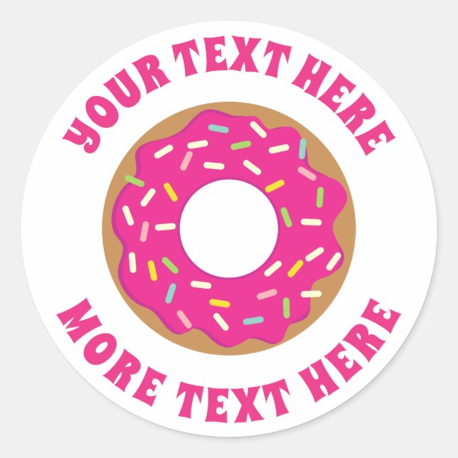 Cute pink donut Birthday party stickers & sealers (Front)