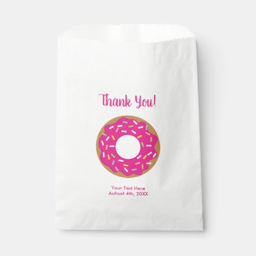 Cute pink donut Birthday thank you party favor bag