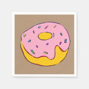 Cute pink donut dessert kid's party napkins