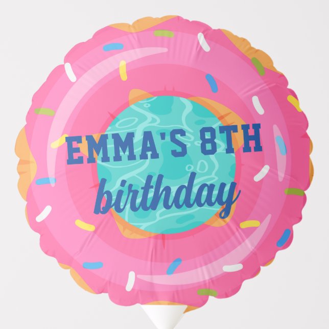 Cute Pink Donut Inner Tube Pool Party Birthday Balloon (Front)