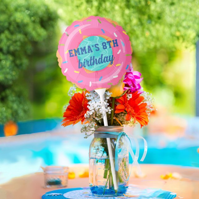 Cute Pink Donut Inner Tube Pool Party Birthday Balloon (Creator Uploaded)