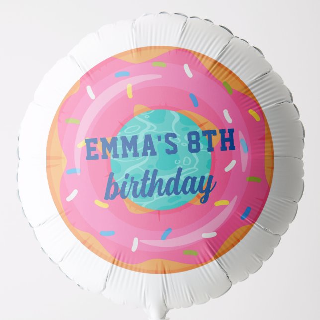 Cute Pink Donut Inner Tube Pool Party Birthday Balloon (Front)