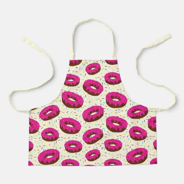 Cute Pink Donut Pattern with Sprinkles Apron (Front)