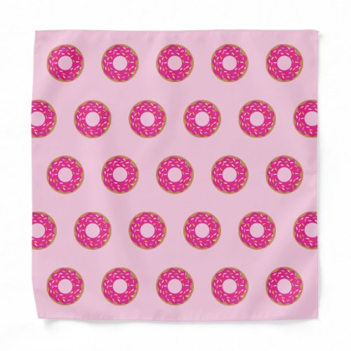 Cute pink donut print bandana for kids and adults