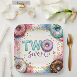 Cute Pink Donut Theme Paper Plates