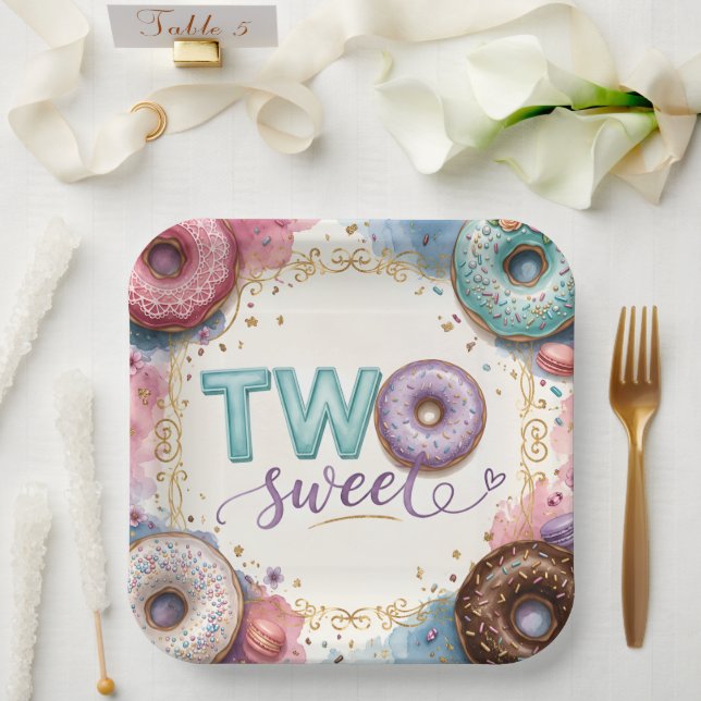 Cute Pink Donut Theme Paper Plates (Wedding)