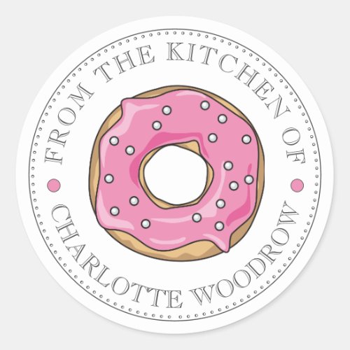 Cute Pink Donut With Sprinkles Dessert Classic Round Sticker