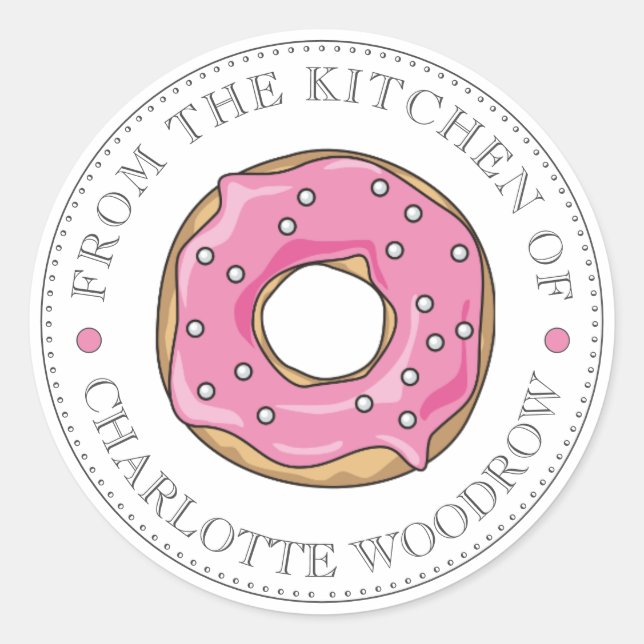 Cute Pink Donut With Sprinkles Dessert Classic Round Sticker (Front)