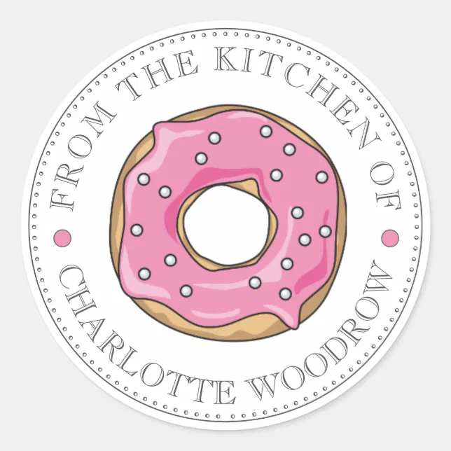 Cute Pink Donut With Sprinkles Dessert Classic Round Sticker | Zazzle
