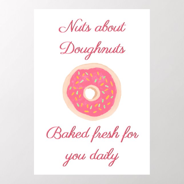 Cute Pink Donut with Sprinkles Doughnut Shop   Wall Decal (Insitu 2)