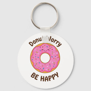 Cute Pink Donut with Sprinkles Keychain