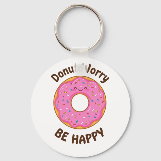 Cute Pink Donut with Sprinkles Keychain (Front)