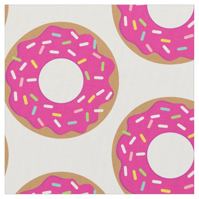 Cute pink donut with sprinkles pattern fabric (Close Up)