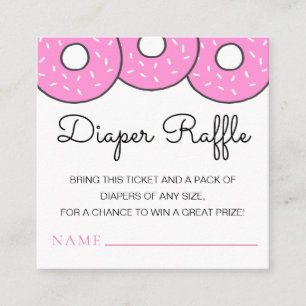Cute Pink Donuts Baby Shower Diaper Raffle Enclosure Card