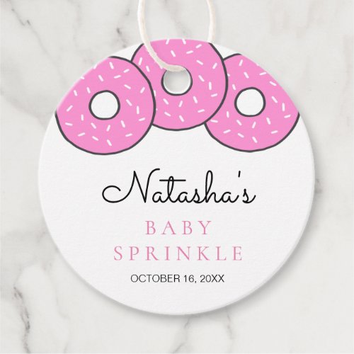 Cute Pink Donuts Baby Sprinkle Favor Tags