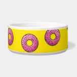 Cute Pink Donuts Bowl<br><div class="desc">Cute pink donuts on yellow background.</div>