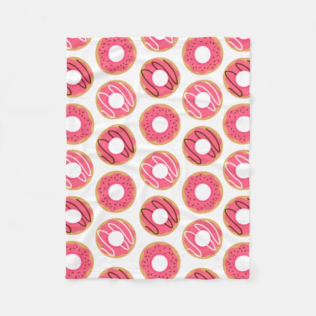 Cute Pink Donuts Pattern Fleece Blanket (Front)