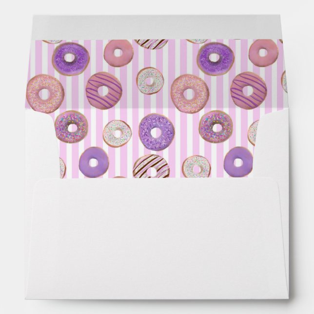 Cute pink donuts print inside custom back flap  envelope (Back (Bottom))