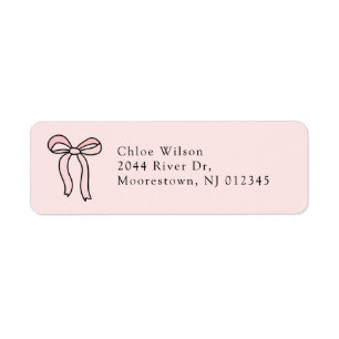 Cute Pink Doodle Bow Return Address Label