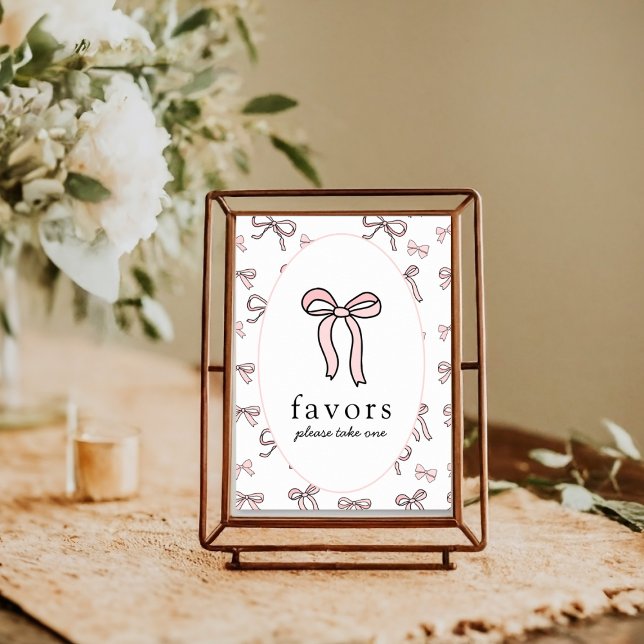 Cute Pink Doodle Favors Sign (Creator Uploaded)