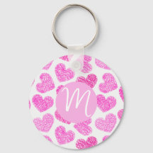 Cute Pink Doodled Heart Valentine's Day Monogram