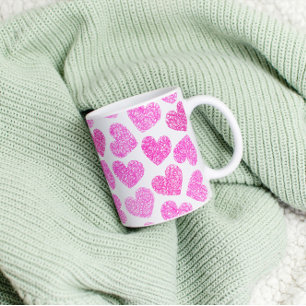 Cute Pink Doodled Heart Valentine's Day Pattern Coffee Mug