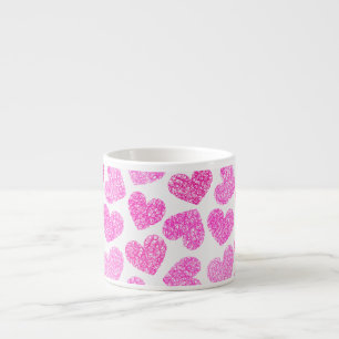 Cute Pink Doodled Heart Valentine's Day Pattern Espresso Cup