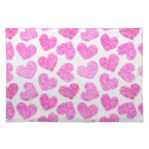Cute Pink Doodled Heart Valentine's Day Pattern Placemat