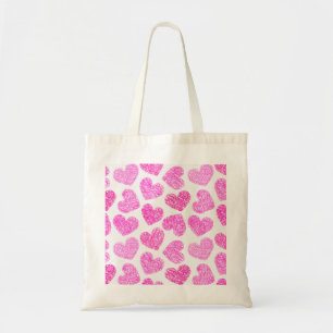 Cute Pink Doodled Heart Valentine's Day Pattern Tote Bag