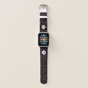 Cute pink dots monogram personalized letter girly  apple watch band