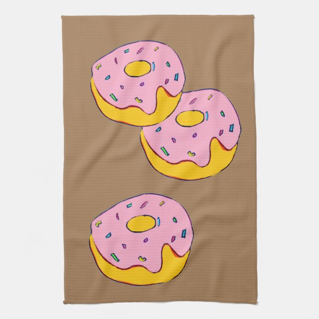 Cute pink doughnut dessert sweet kitchen towel (Vertical)