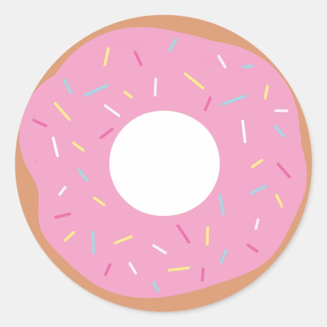 Cute Pink Doughnut with Sprinkles Classic Round Sticker (Front)