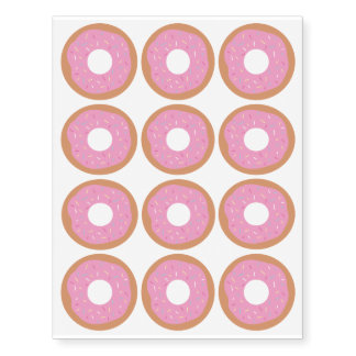 Cute Pink Doughnuts with Sprinkles Temporary Tattoos