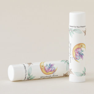 Cute Pink Dragon and Peony Girl Baby Shower Lip Balm