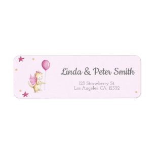 Cute Pink Dragon Baby Shower Return Address Label