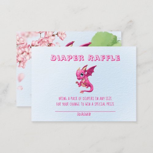 Cute Pink Dragon Diaper Raffle Baby Shower  Business Card