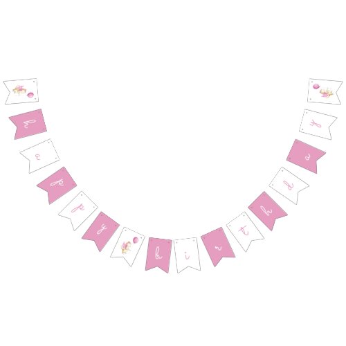 Cute Pink Dragon Happy Birthday Bunting Flags