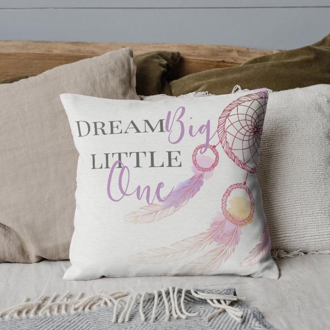 Cute Pink Dream Big Little One Dream  Quote  Throw Pillow (Cute Pink Dream Big Little One Dream Quote Throw Pillow)