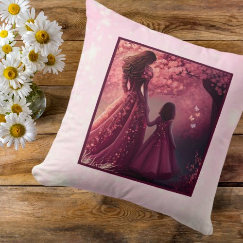 Cute Pink Dress Mom Daughter Quote Unique  Throw Pillow